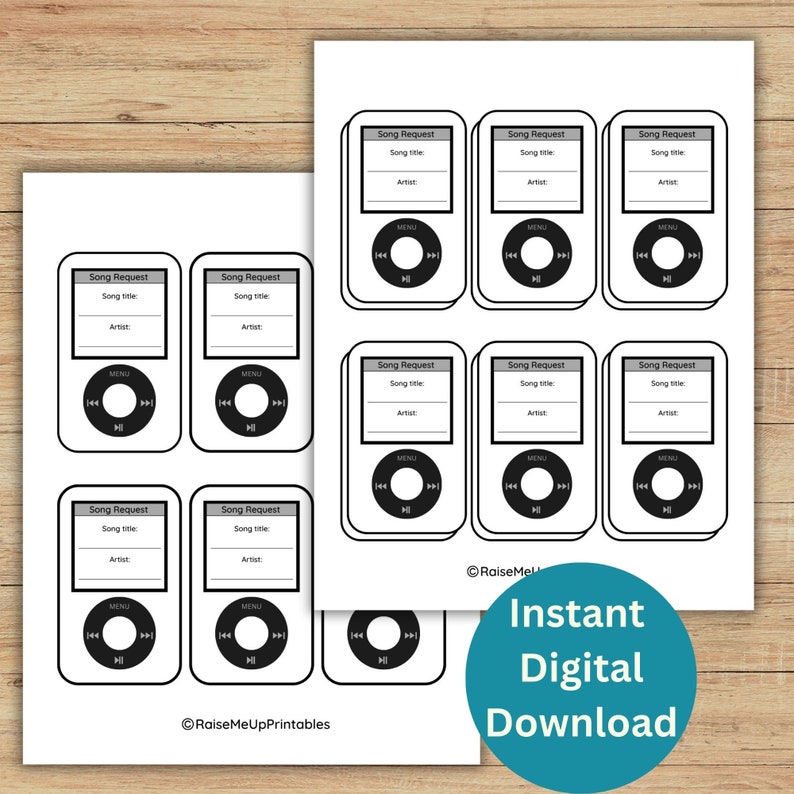 Printable Song Request Cards for Weddings Wedding Favours and Table ...
