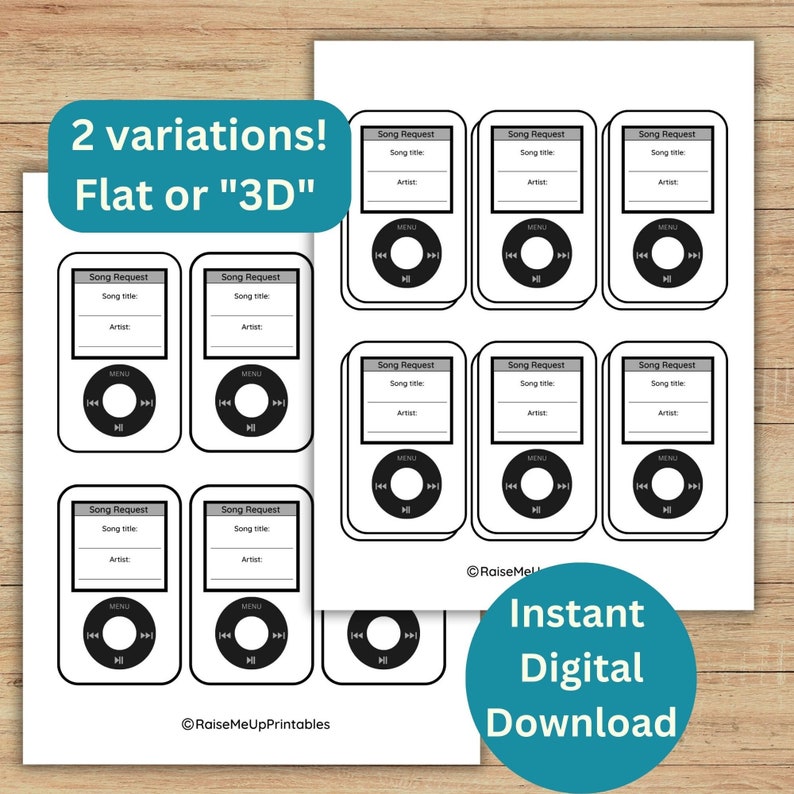 Printable Karaoke Party Song Request Cards, Retro Design Request Music