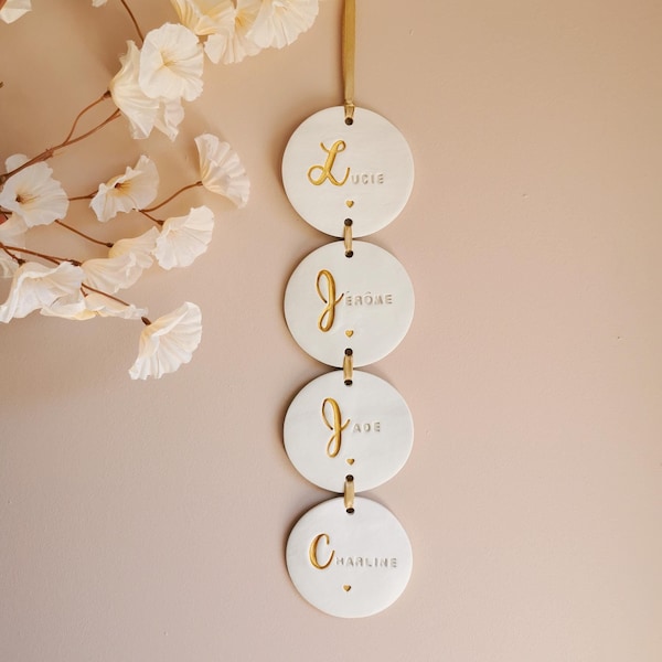 Muurdecoratie van klei - Gepersonaliseerd familiecadeau
