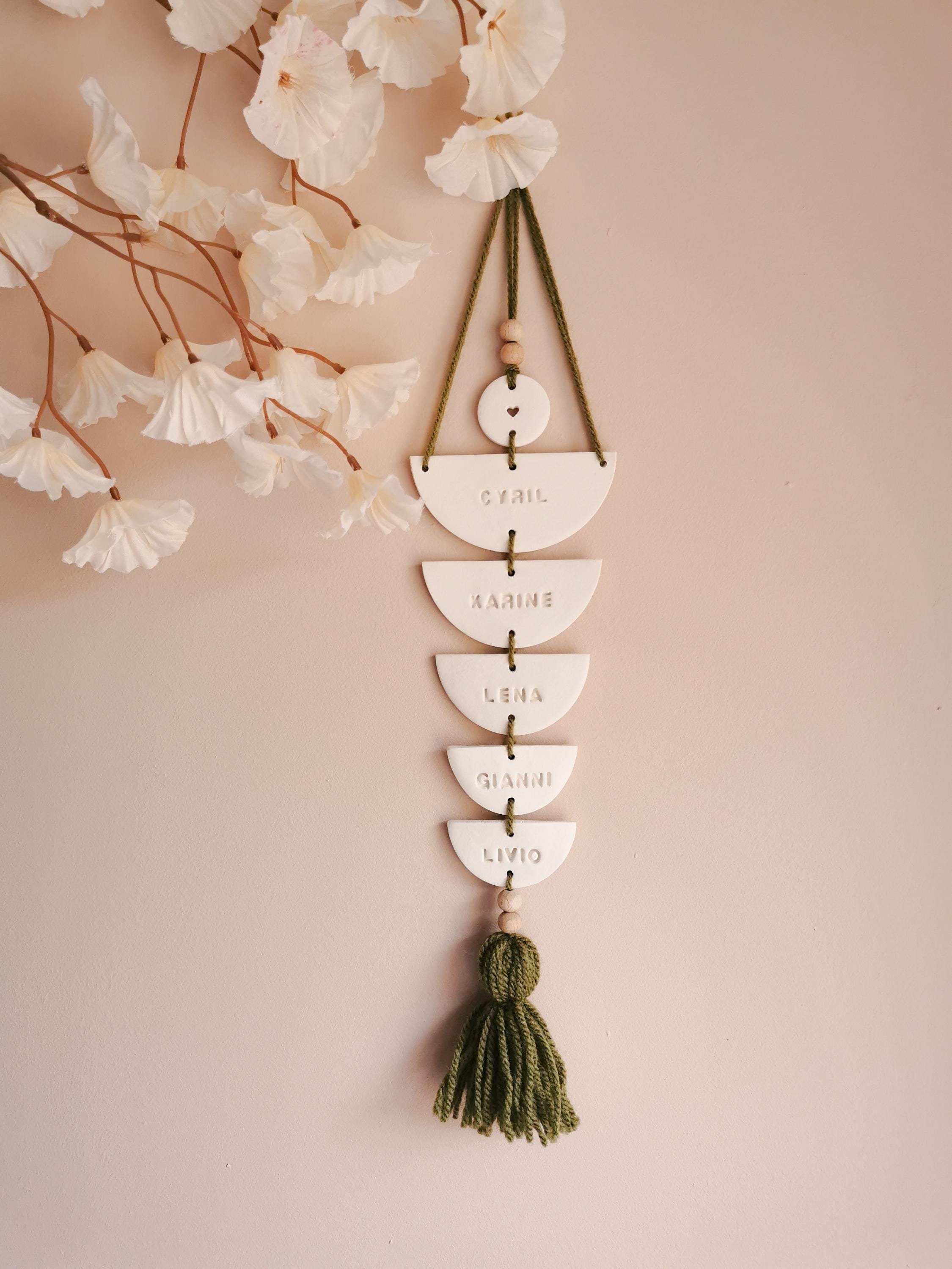 Personalized family wall hanging - Clay decoration - Birth decoration gift - Wedding - Valentine's Day