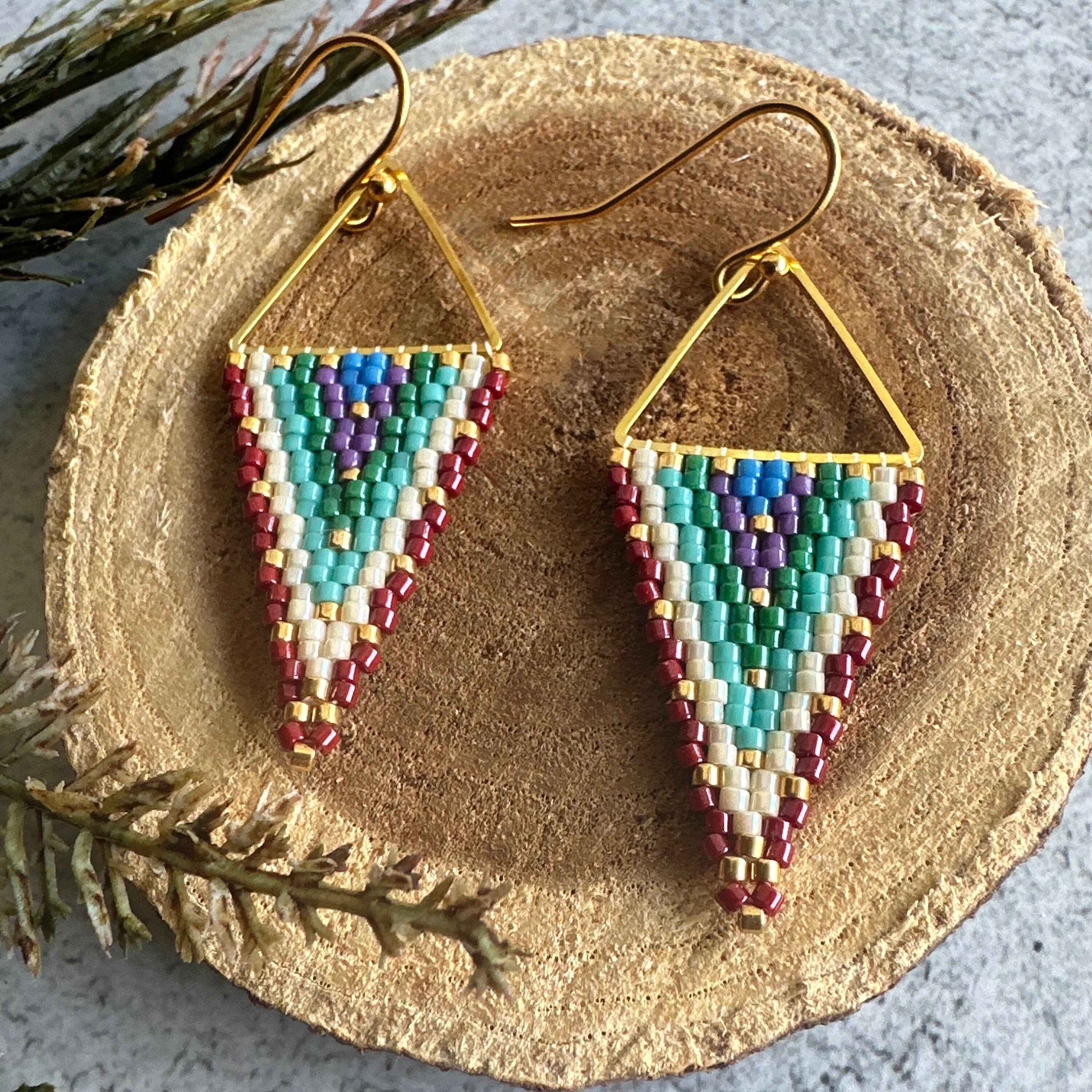 Triangle beaded best sale earrings