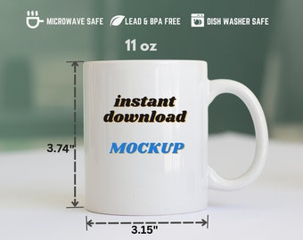 11 Unzen Becher Größentabelle Mockup, Printify Becher Vorlage (digitaler Download)