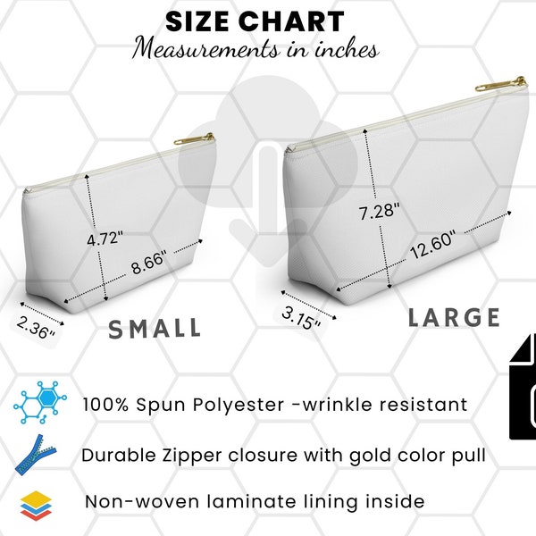 Accessory Pouch W T-Bottom Mockup printify AOP pouch Size Chart comparison  AOP pouch size guide template instant download