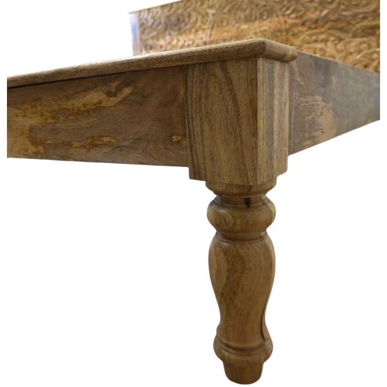 Hand-Carved Mandala King Bed Frame: Solid Mango Wood Platform bild 7