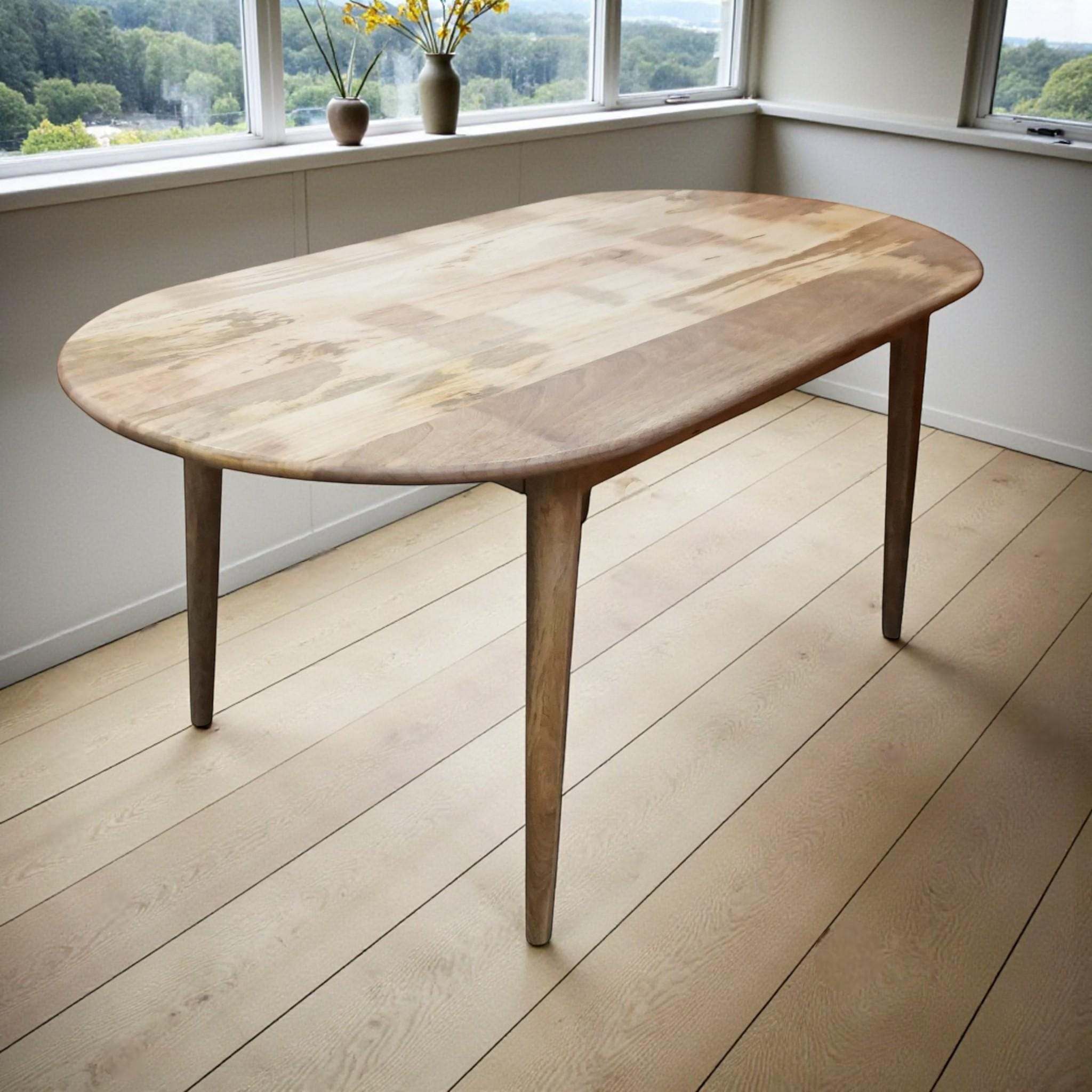 Natural Wood Curved Dining Table 70