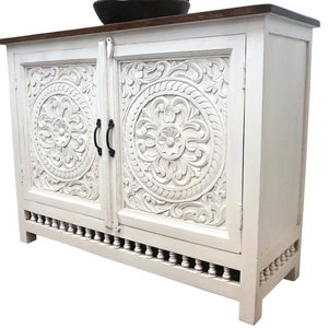 Handmade Mango Wood Sideboard. Perfect For Storing Crockery or Other Items. Handcarved Solid Wood Buffet Cabinet. Bild 7