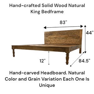 Hand-Carved Mandala King Bed Frame: Solid Mango Wood Platform bild 10
