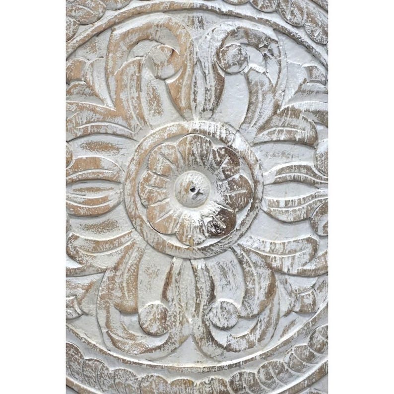 Hand-Carved Mango Wood Sideboard: Sandblasted Buffet Cabinet Limited Stock image 8