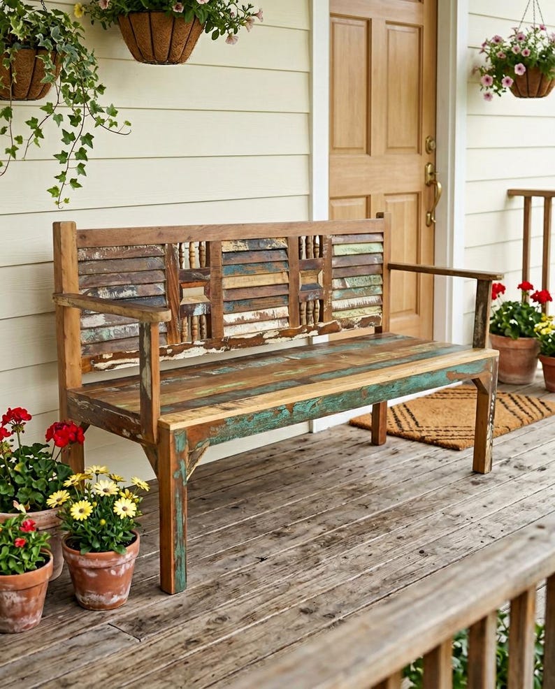 Rustic Bench Design Reclaimed Wood Bench – Rustic Handcrafted Artisanal Seating 60