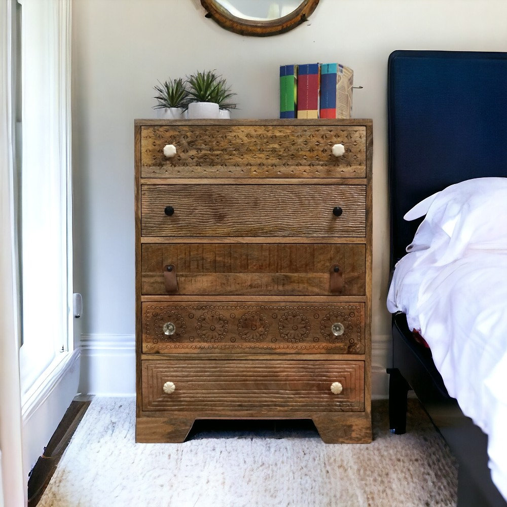 Hand-crafted Tallboy, Dresser, Chest of Drawers Solid Wood 5 Deep Drawers Matching Pieces Available