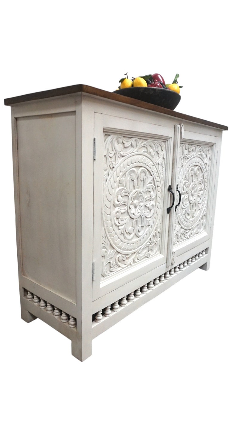 Handmade Mango Wood Sideboard. Perfect For Storing Crockery or Other Items. Handcarved Solid Wood Buffet Cabinet. Bild 5