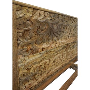 Hand-Carved Mandala King Bed Frame: Solid Mango Wood Platform bild 5