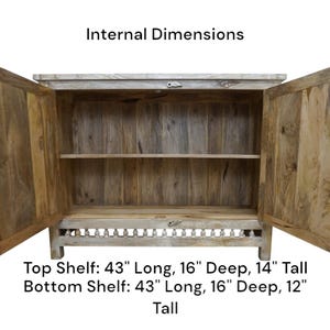 Hand-Carved Mango Wood Sideboard: Sandblasted Buffet Cabinet Limited Stock image 9
