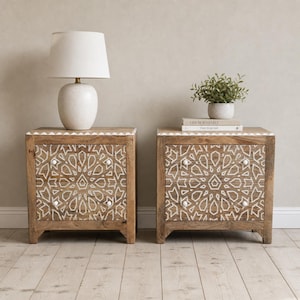 Pair of Handcrafted Wood Nightstands/Side Tables - Coordinating Bedframe Available!