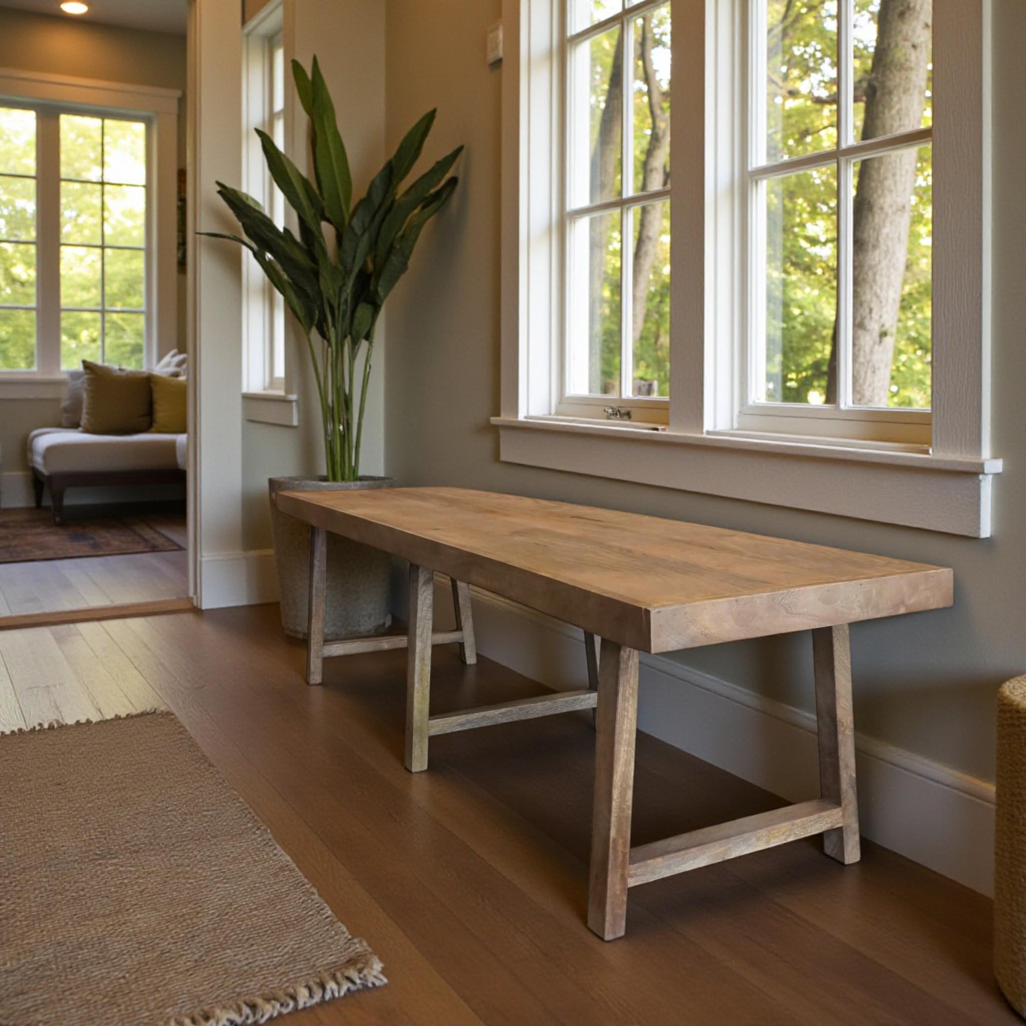 Handcrafted Solid Wood Large Farmhouse Style Dining Table Bench ...