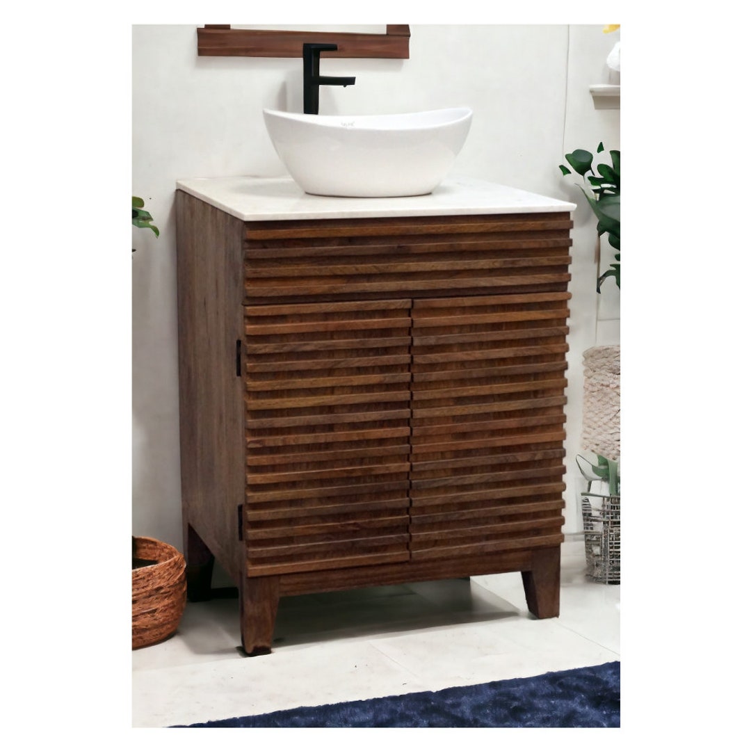 Hand-crafted Solid Wood Single Bathroom Vanity Minimalist Vanity Cabinet - BASE ONLY - Etsy