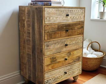 Rustic 5 Drawer Dresser Unique Style