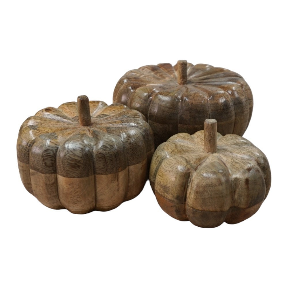Natural Fall Elegance: Handmade Wooden Pumpkins Rustic Farmhouse Decor ...