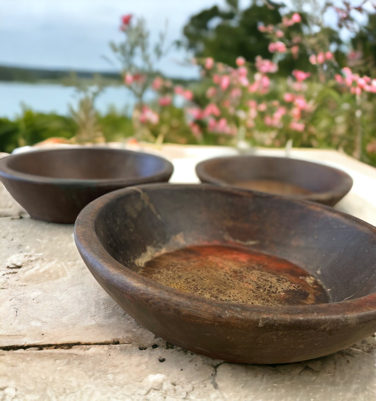 Rustic Small Bowl Hand-crafted Rustic Vintage Wooden Serving Bowls Farmhouse Home Accent ...