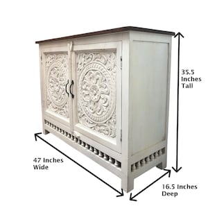Handmade Mango Wood Sideboard. Perfect For Storing Crockery or Other Items. Handcarved Solid Wood Buffet Cabinet. Bild 10