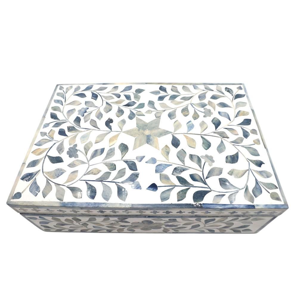 Large Bone Inlay Storage Box Handcrafted Inlay Box: Large Decorative Bone & Resin Jewelry Box - Etsy