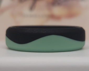 Half and Half Mint and Black Silicone Ring