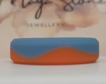 Half and Half Blue and Orange Silicone Ring