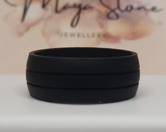 Black Indented Silicone Ring