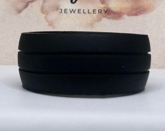 Black Triple Band Silicone Ring A40-A46