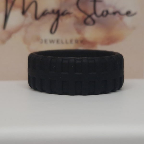 Black Tyre Tread Silicone Ring