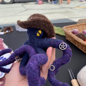 Needle Felted Octopus Soft Sculpture Steampunk Octopus