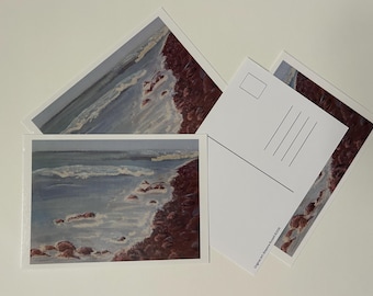 4pack Postcards: art print "Soft Tide" beach painting