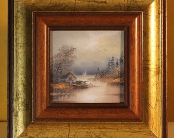 Vintage oil painting 16x16 or 8x8 miniature original Rolf Hölter seascape