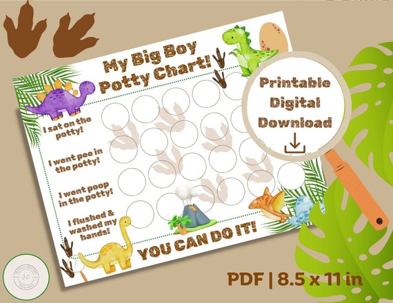 Dinosaur Potty Chart: Big Boy Reward System (Printable PDF)