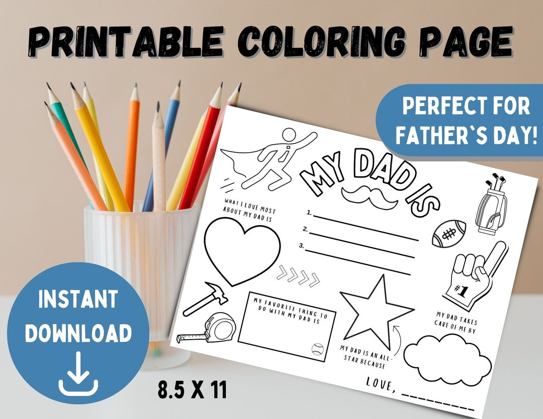 Father's Day Coloring Page: All About Dad Printable (PDF Download) - Etsy