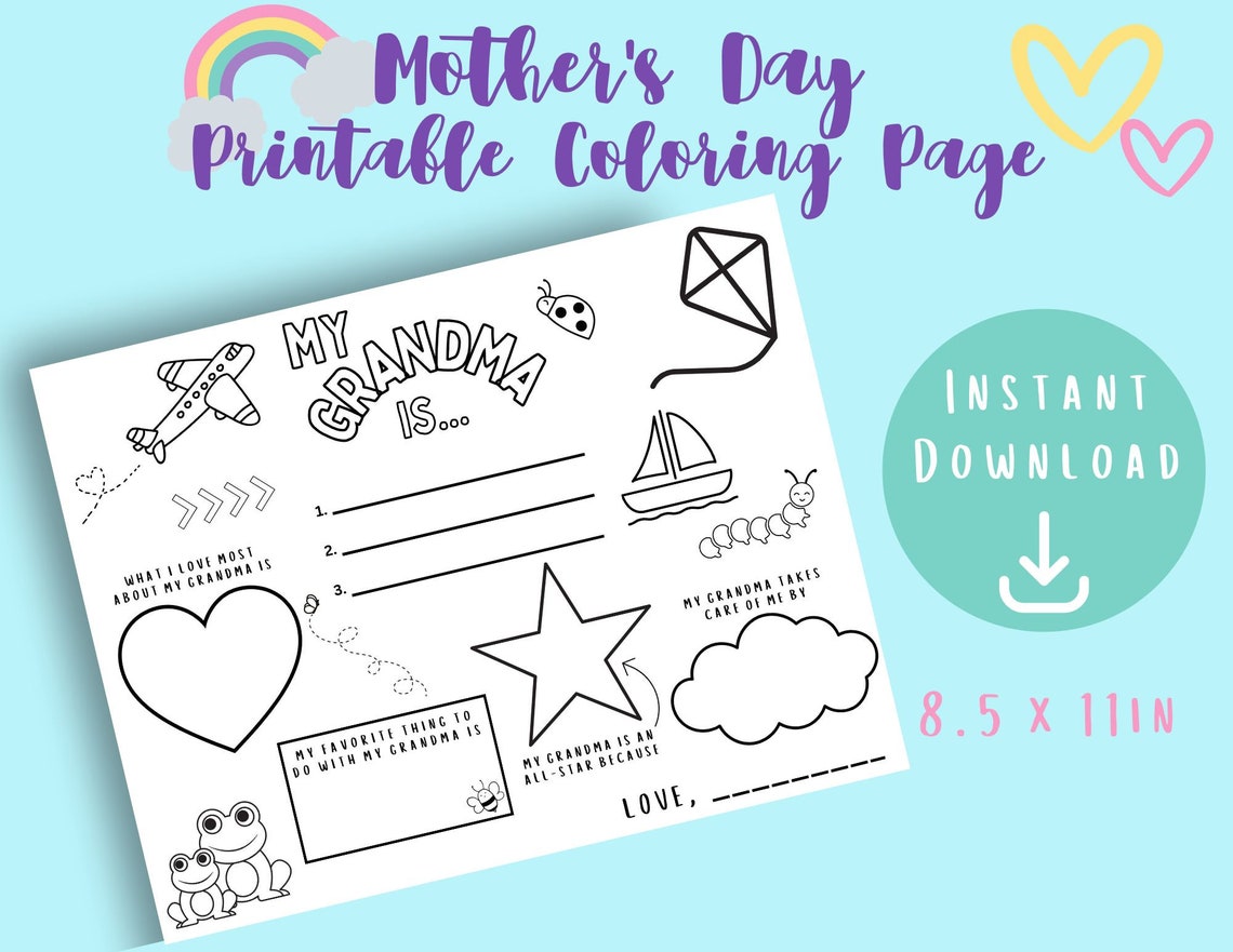 Mother's Day Printable | Printable Coloring Page | Grandma Birthday ...
