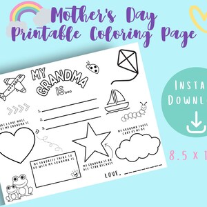 Mother's Day Printable | Printable Coloring Page | Grandma Birthday ...