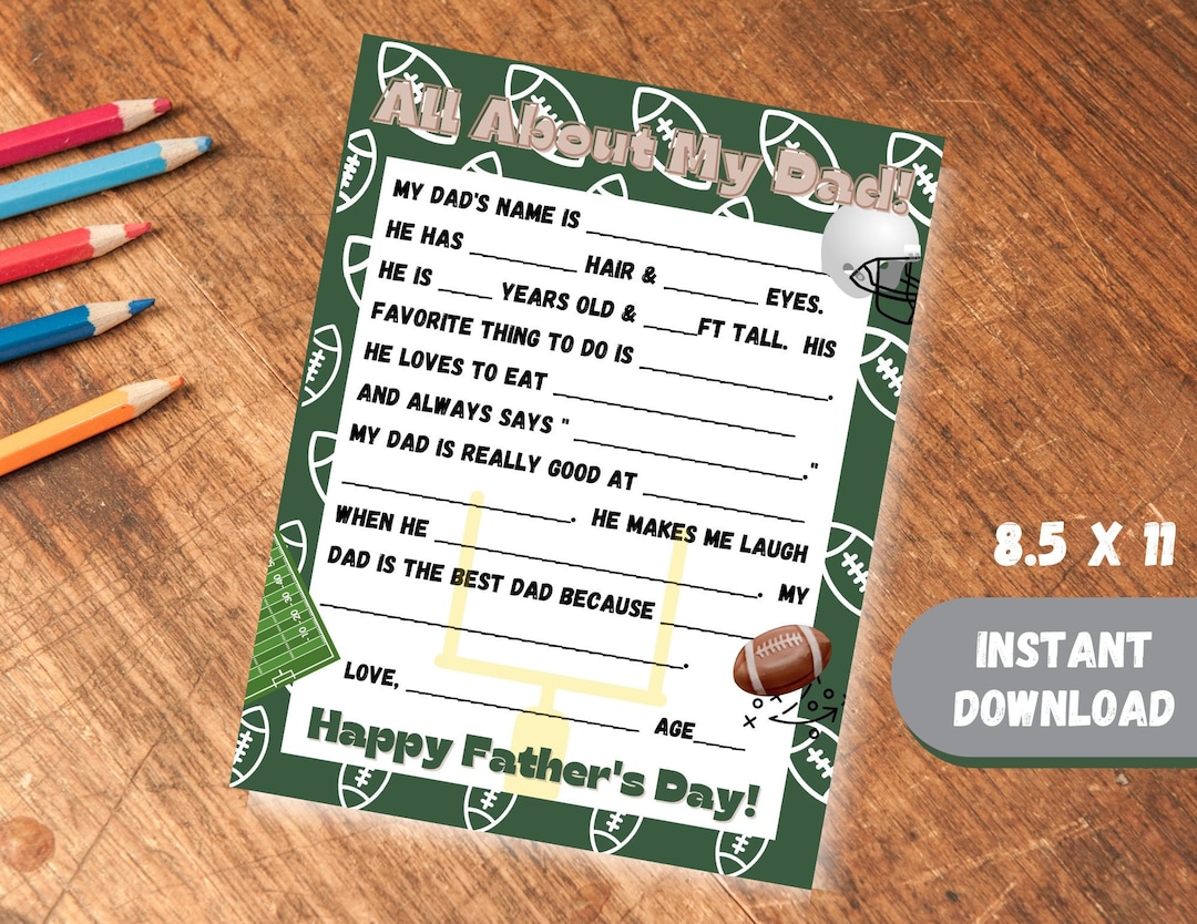 Father's Day Interview Printable: All About My Dad Questionnaire (PDF ...