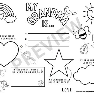 Mother's Day Printable | Printable Coloring Page | Grandma Birthday ...