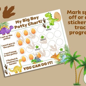 Dinosaur Potty Chart: Big Boy Reward System (Printable PDF) image 3