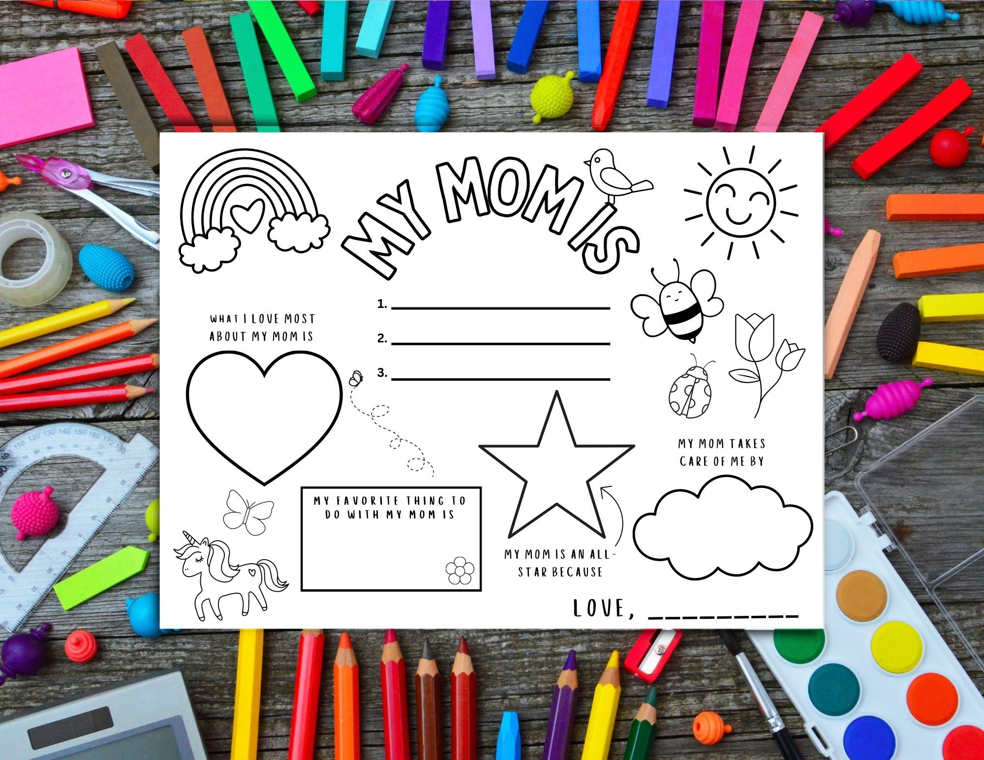 Mother's Day Printable | Printable Mom Coloring Page | Mom's Birthday ...