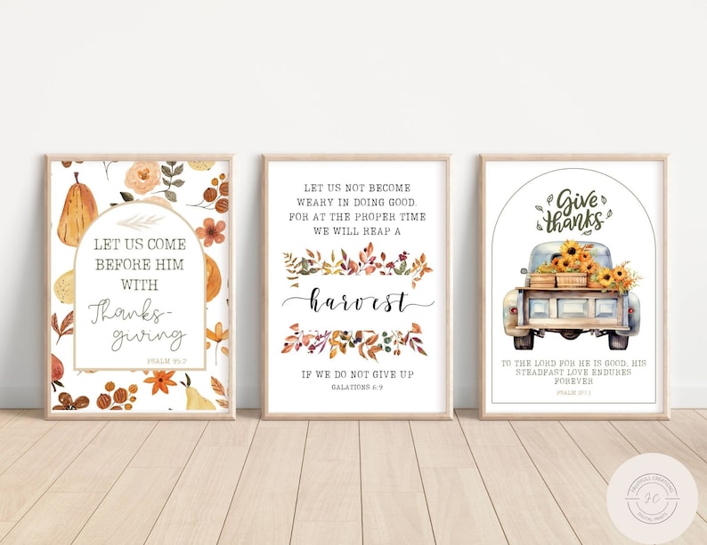 Fall Scripture Art Prints: Thanksgiving Harvest Decor (digital Download ...