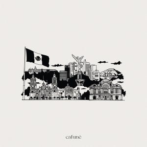 Ilustración de la Ciudad de México dibujada a mano (¡lista para usar!) • Clipart • Boceto • Horizonte, lugares de interés • SVG (formato Ai) y PNG • Descarga instantánea