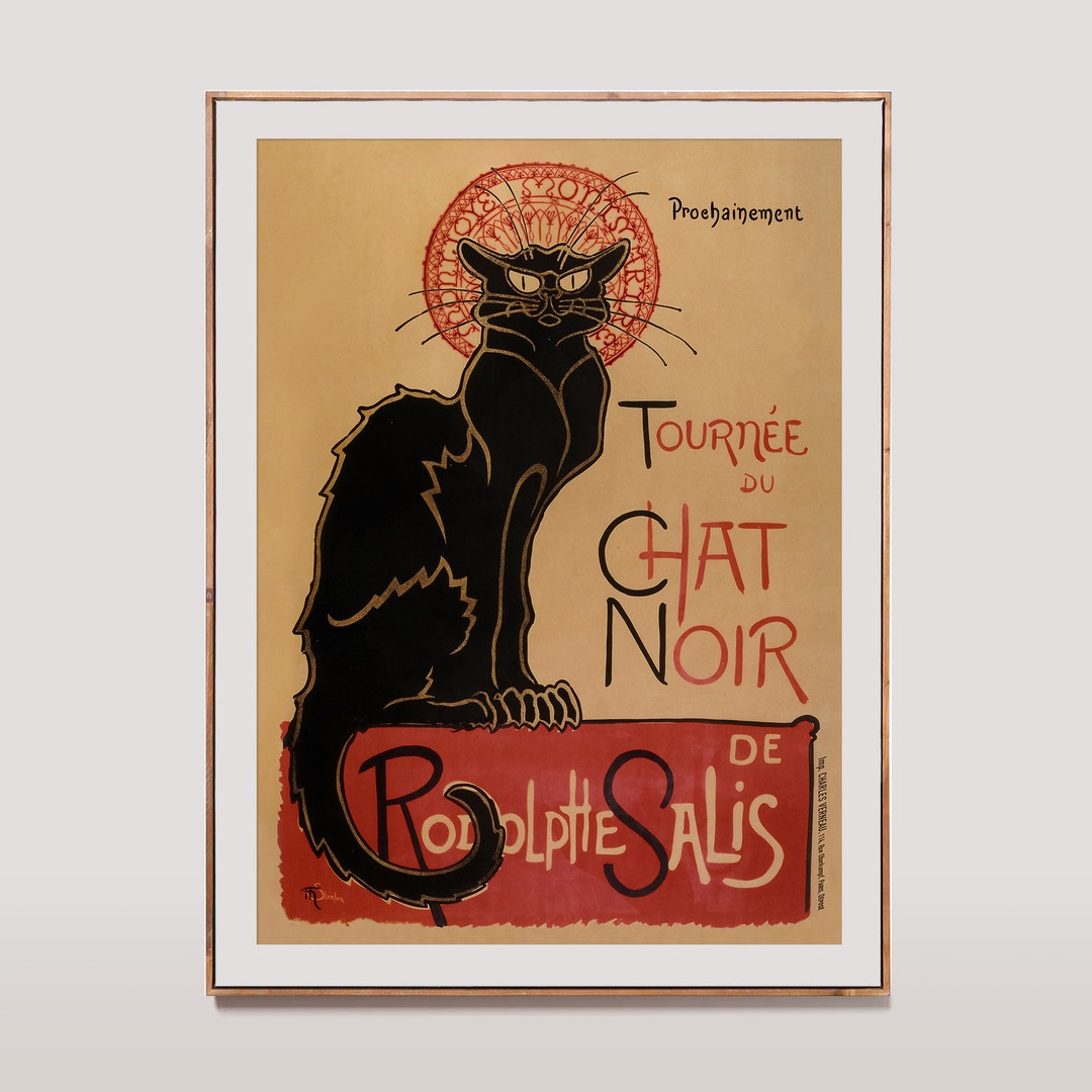 Le Chat Noir Poster Vintage Black Cat Cabaret Wall Art Digital Download ...