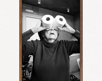 Funny Toilet Roll Woman Photo Bathroom Humor Wall Art Digital Download PRINT180