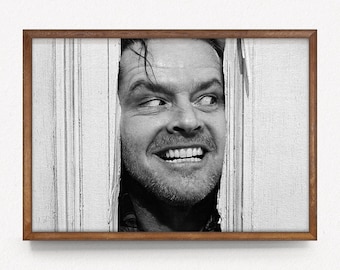Funny Bathroom Wall Art The Shining Famous Movie Scene Comedy Print Restroom Decor Black and White Wall Art for Men Toilet Room PRINT132