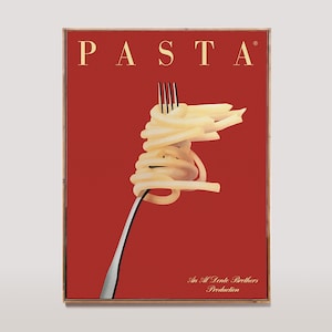 Pasta Poster, Französisches Vintage Poster, Fun Pasta Druck, Rote Küche Dekor, Küchen Decor, Vintage Werbung, Pasta Art, PRINT036