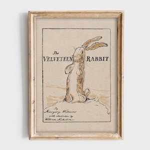 Samtbandhase Vintage Kinderbuch Illustration Kinderzimmer Wand Kunst Hase Geschichte Druck Ostern Frühling Dekor Weihnachten Kinder Geschenk PRINT116