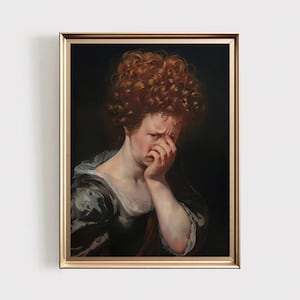 Downstairs Toilet Wall Art, Funny Vintage Digital Portrait Classical Holding Nose, Oil Painting Bathroom or Washroom, Toilet Humor, PRINT112
