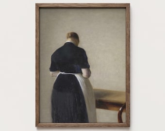 Laundry Maid Print Vintage Wash Day Portrait Neutral Utility Room Digital Download PTS179